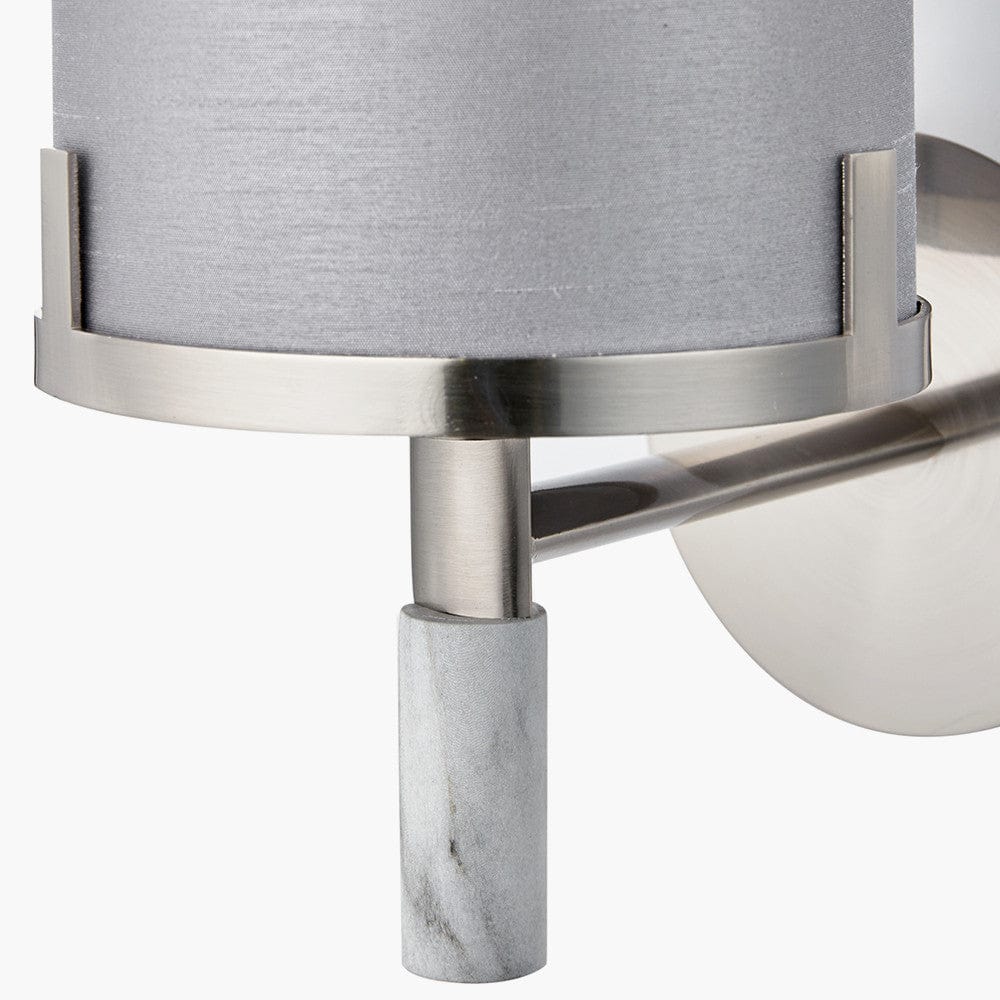Pacific Lifestyle Lighting Midland Brushed Nickel and Grey Marble Effect Wall Light House of Isabella UK