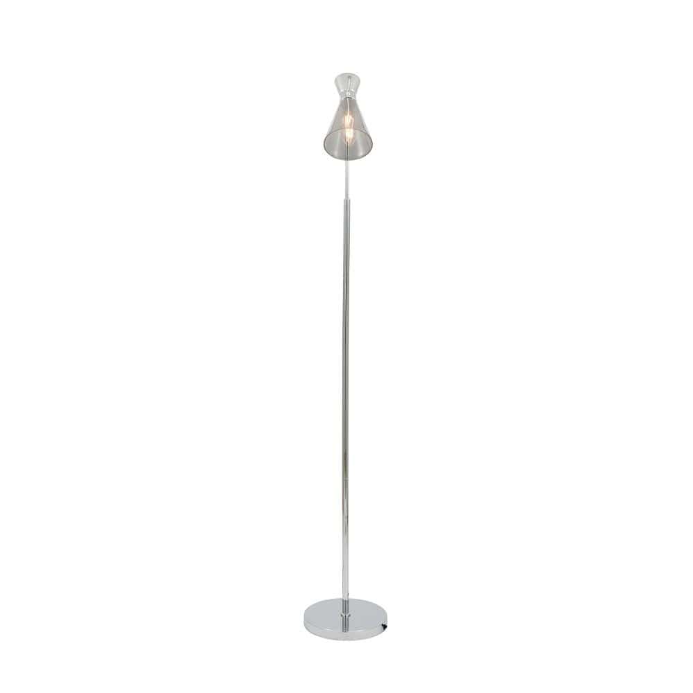 Pacific Lifestyle Lighting Monroe Smoke Glass and Silver Metal Waisted Floor Lamp House of Isabella UK