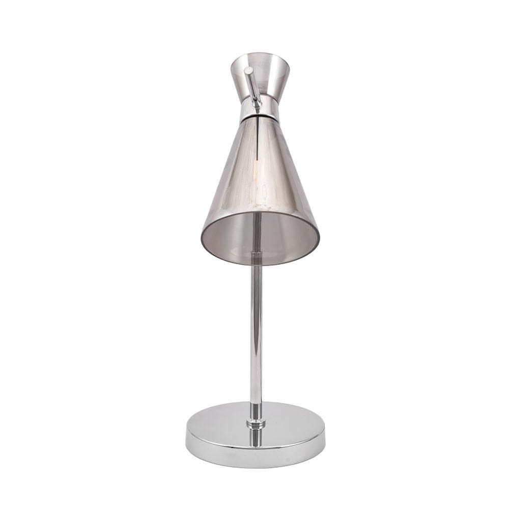 Pacific Lifestyle Lighting Monroe Smoke Glass and Silver Metal Waisted Table Lamp House of Isabella UK