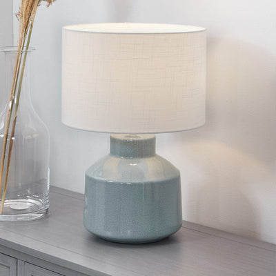 Pacific Lifestyle Lighting Nora Duck Egg Blue Crackle Effect Table Lamp House of Isabella UK