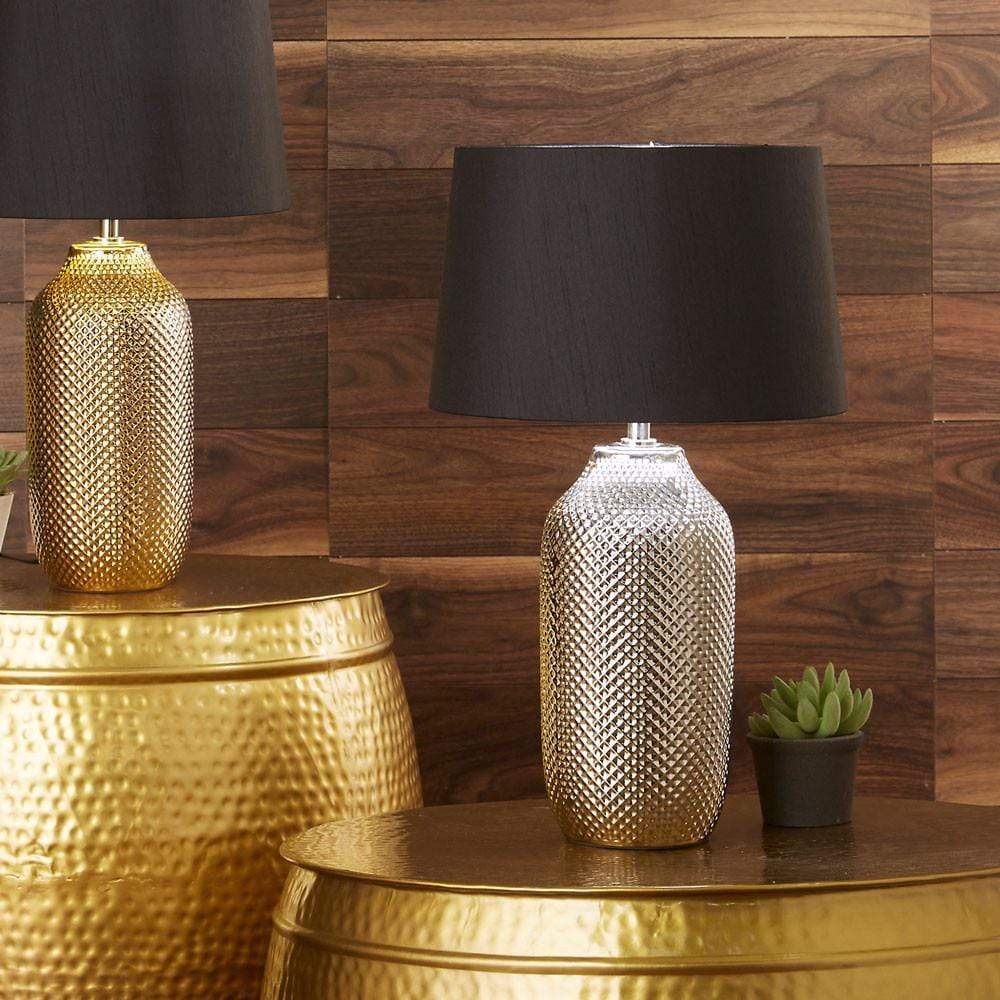 Pacific Lifestyle Lighting Nova Silver Textured Ceramic Bottle Table Lamp House of Isabella UK
