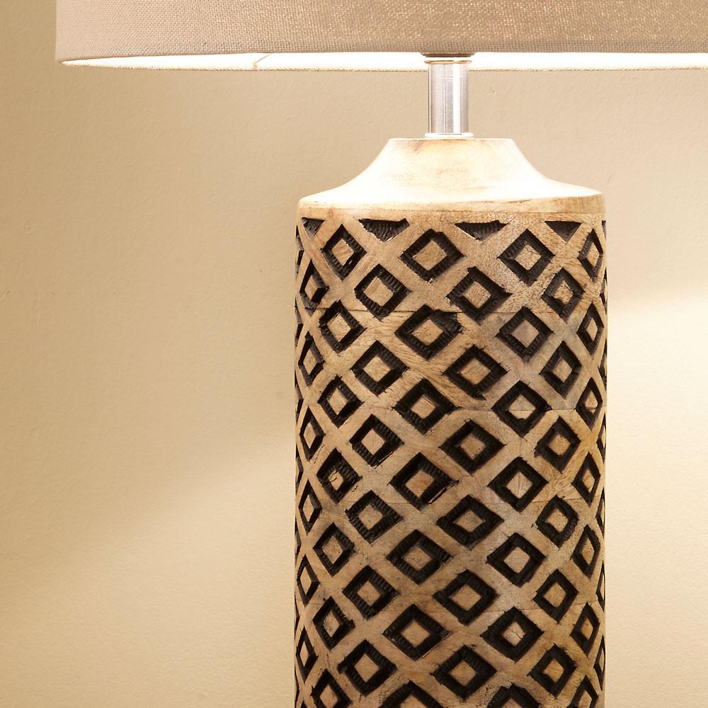 Pacific Lifestyle Lighting Orissa Tall Wooden Diamond Table Lamp House of Isabella UK