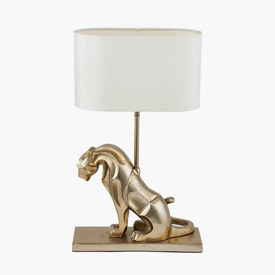 Pacific Lifestyle Lighting Osa Shiny Gold Metal Jaguar Table Lamp House of Isabella UK