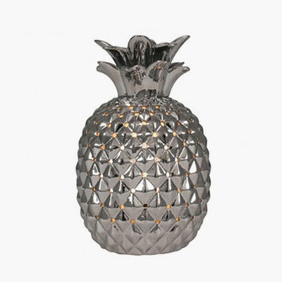 Pacific Lifestyle Lighting Pina Metallic Silver Ceramic Pineapple Table Lamp House of Isabella UK