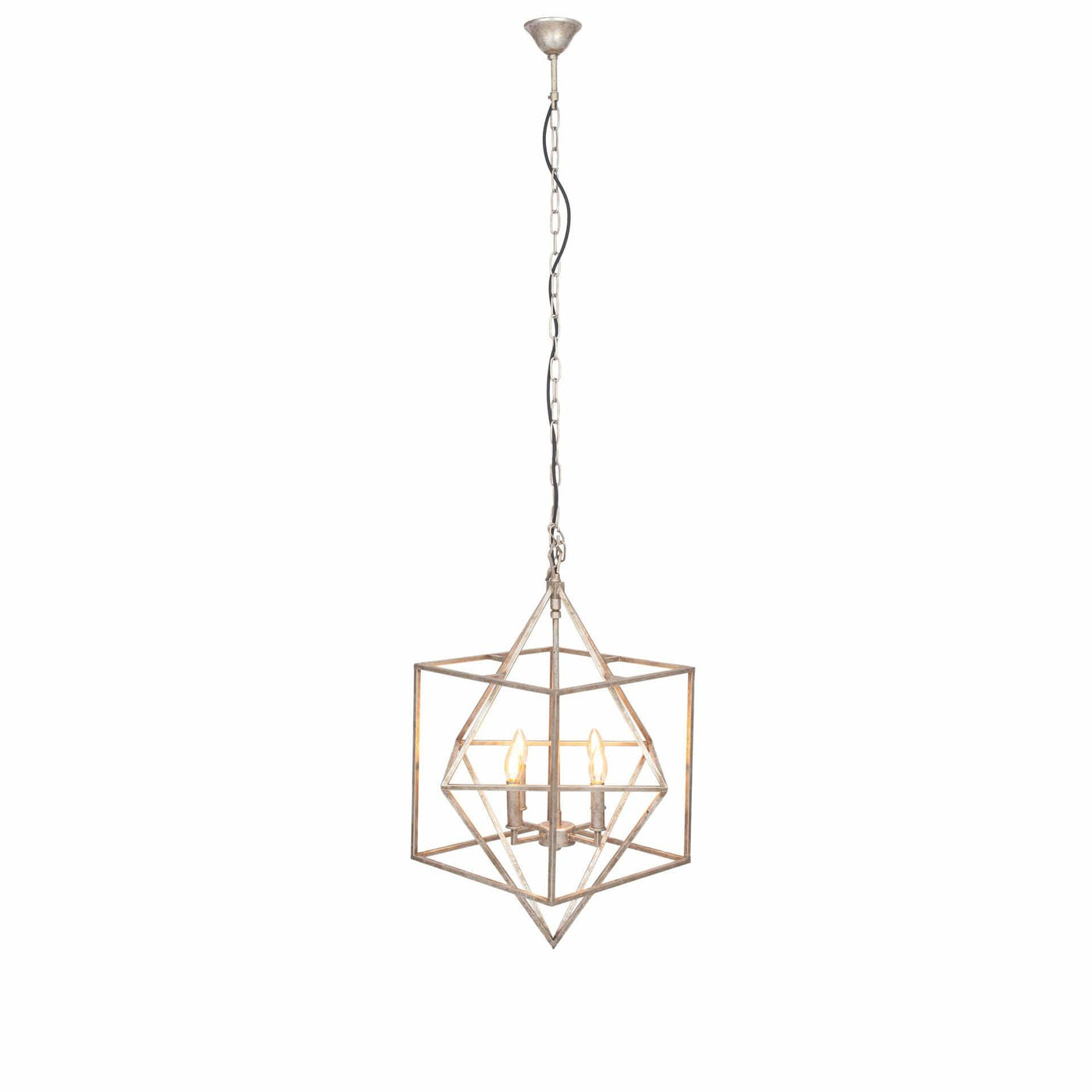 Pacific Lifestyle Lighting Sirius Antique Silver Metal Multi Arm Cube Pendant House of Isabella UK