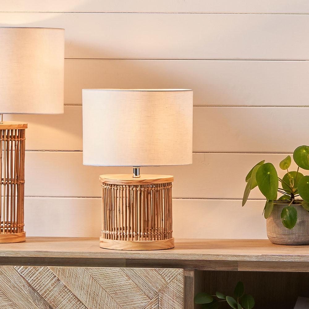 Pacific Lifestyle Lighting Sorbus Natural Ribbed Small Table Lamp House of Isabella UK
