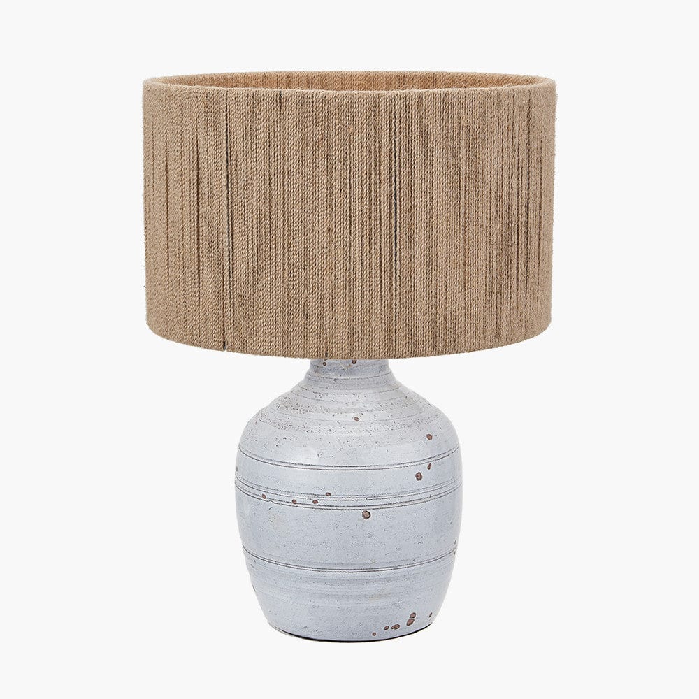Pacific Lifestyle Lighting Thalia White Textured Groove Design Stoneware Table Lamp House of Isabella UK