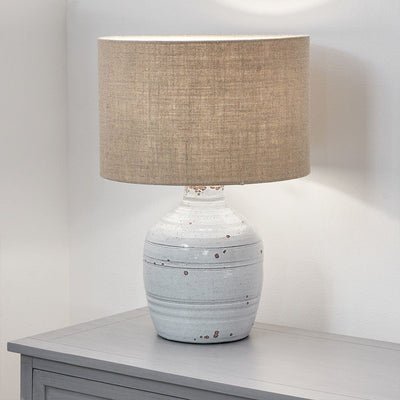 Pacific Lifestyle Lighting Thalia White Textured Groove Design Stoneware Table Lamp House of Isabella UK
