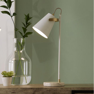 Pacific Lifestyle Lighting Theia White and Brushed Brass Task Table Lamp House of Isabella UK