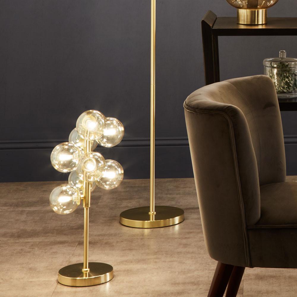 Pacific Lifestyle Lighting Vecchio Lustre Glass Orb and Gold Metal Table Lamp House of Isabella UK