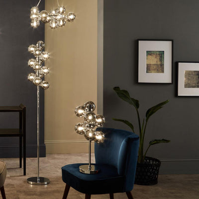 Pacific Lifestyle Lighting Vecchio Smoke Glass Orb and Chrome Floor Lamp House of Isabella UK