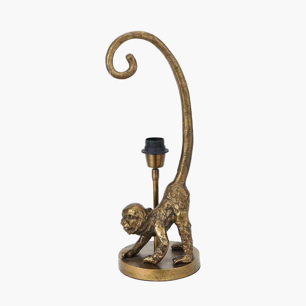 Pacific Lifestyle Lighting Vervet Antique Brass Metal Monkey Table Lamp House of Isabella UK