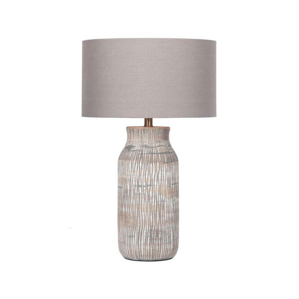 Pacific Lifestyle Lighting Yala Grey Wash Wood Textured Bottle Table Lamp House of Isabella UK