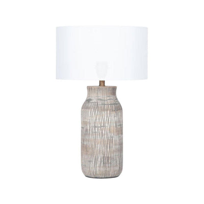 Pacific Lifestyle Lighting Yala Grey Wash Wood Textured Bottle Table Lamp House of Isabella UK