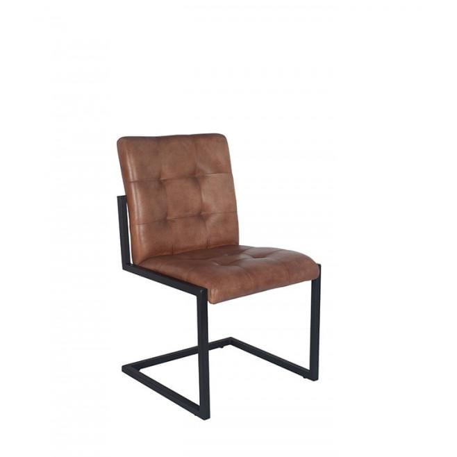 Pacific Lifestyle Living Arlo Vintage Brown Leather & Iron Buttoned Chair House of Isabella UK