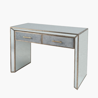 Pacific Lifestyle Living Brindisi Grey Velvet, Antique Metal and Mirror Console Table House of Isabella UK