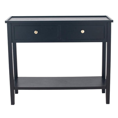 Pacific Lifestyle Living Chelmsford Satin Black Pine Wood 2 Drawer Console Table K/D House of Isabella UK