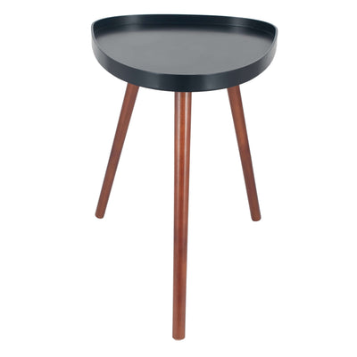 Pacific Lifestyle Living Clarice Black MDF & Brown Pine Wood Teardrop Side Table K/D House of Isabella UK