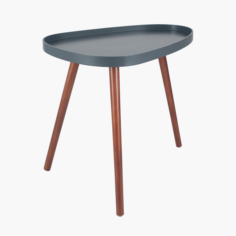 Pacific Lifestyle Living Clarice Dark Grey MDF & Brown Pine Wood Teardrop Side Table K/D House of Isabella UK