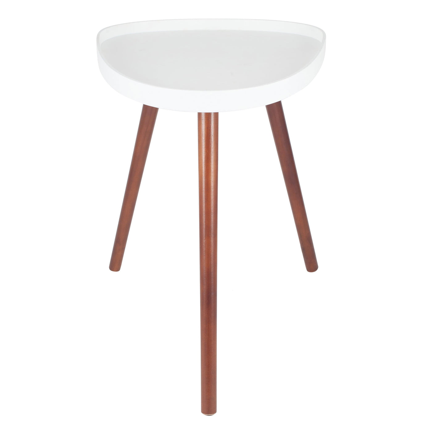 Pacific Lifestyle Living Clarice White MDF & Brown Pine Wood Teardrop Side Table K/D House of Isabella UK