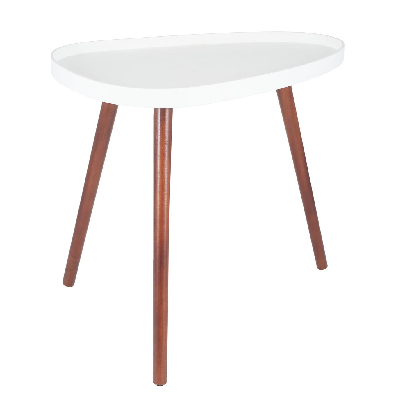 Pacific Lifestyle Living Clarice White MDF & Brown Pine Wood Teardrop Side Table K/D House of Isabella UK