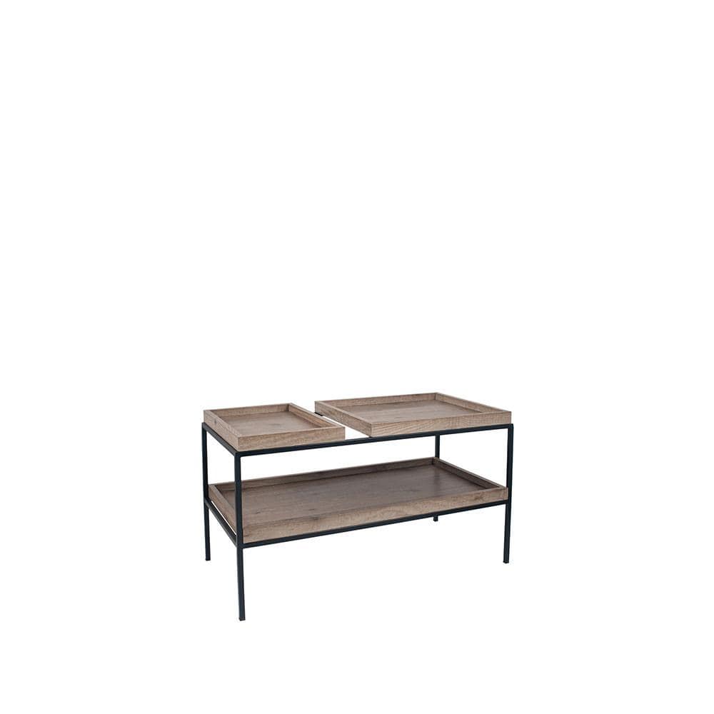 Pacific Lifestyle Living Gallery Natural Wood Veneer and Black Metal Coffee Table House of Isabella UK