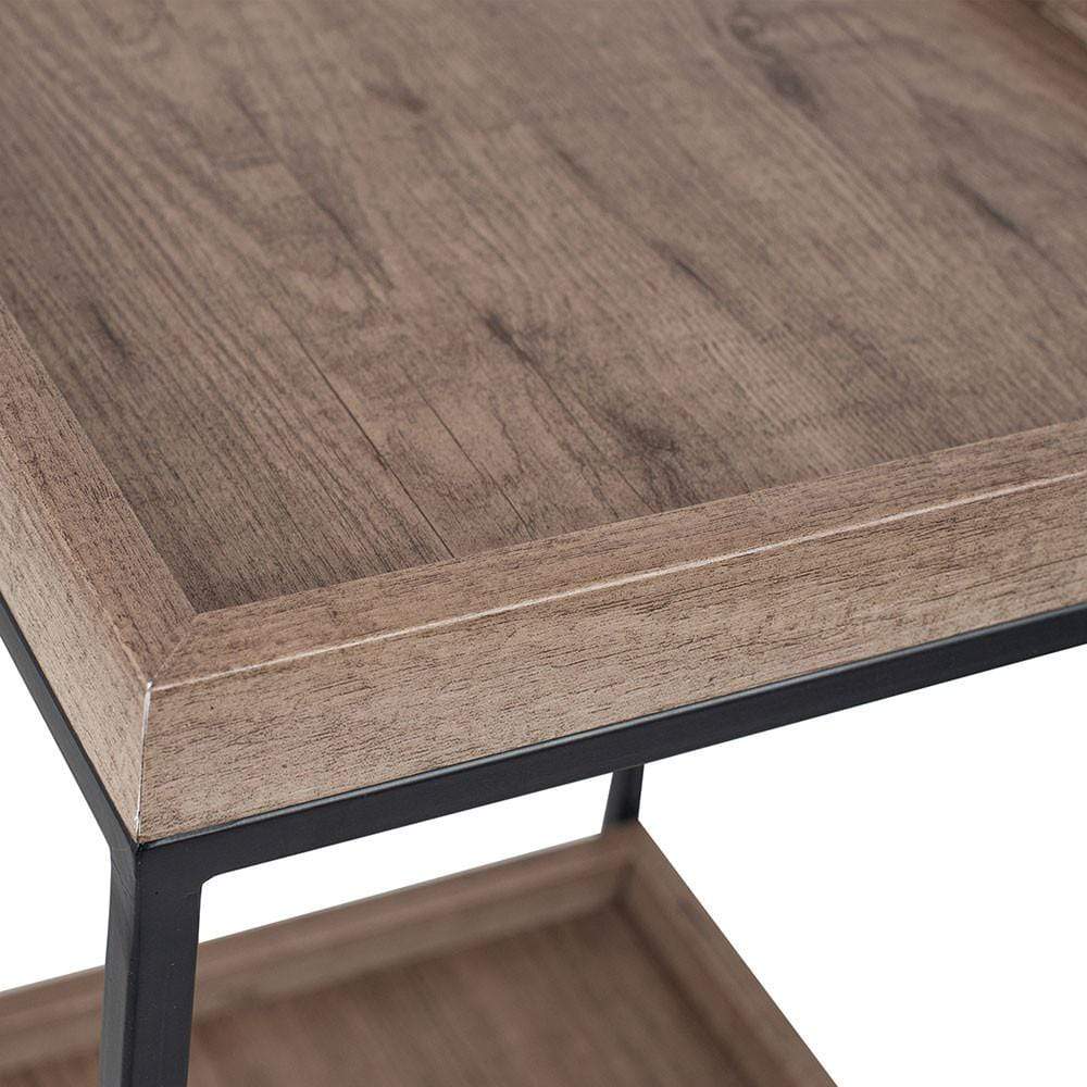 Pacific Lifestyle Living Gallery Natural Wood Veneer and Black Metal Side Table House of Isabella UK