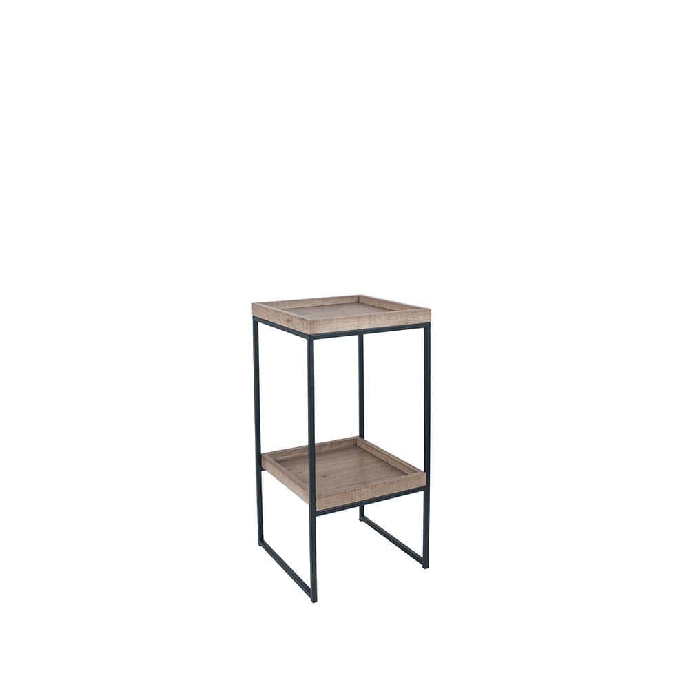 Pacific Lifestyle Living Gallery Natural Wood Veneer and Black Metal Side Table House of Isabella UK