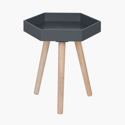 Pacific Lifestyle Living Halston Grey MDF & Natural Pine Wood Hexagon Table K/D House of Isabella UK