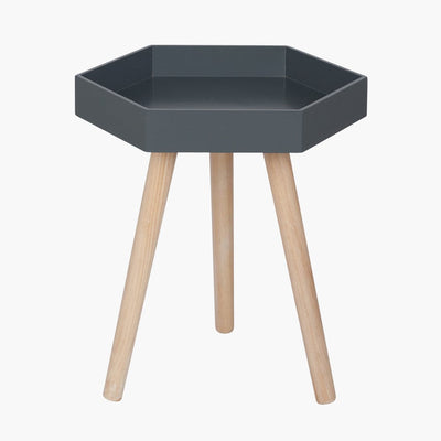 Pacific Lifestyle Living Halston Grey MDF & Natural Pine Wood Hexagon Table K/D House of Isabella UK