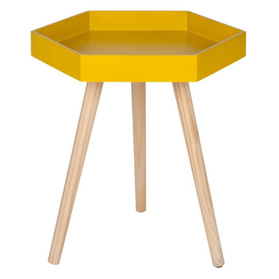 Pacific Lifestyle Living Halston Mustard MDF & Natural Pine Wood Hexagon Table K/D House of Isabella UK