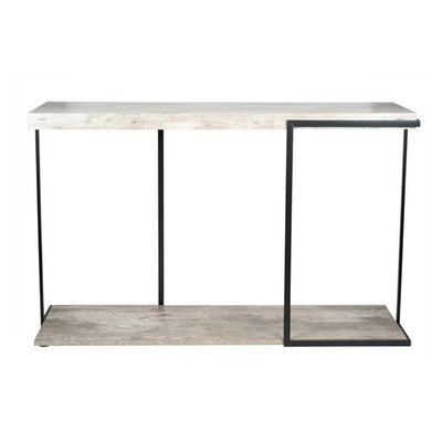 Pacific Lifestyle Living Jersey Concrete Effect MDF & Black Iron Console Table K/D House of Isabella UK