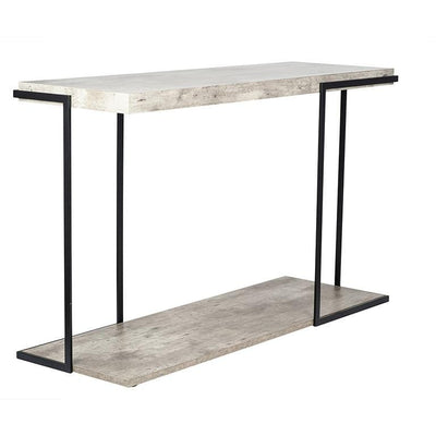 Pacific Lifestyle Living Jersey Concrete Effect MDF & Black Iron Console Table K/D House of Isabella UK