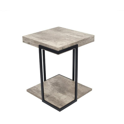 Pacific Lifestyle Living Jersey Concrete Effect MDF & Black Iron Side Table K/D House of Isabella UK