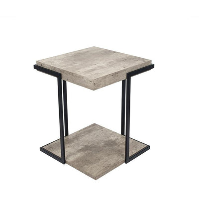 Pacific Lifestyle Living Jersey Concrete Effect MDF & Black Iron Side Table K/D House of Isabella UK