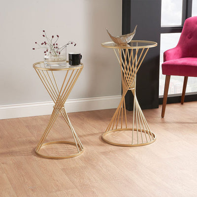 Pacific Lifestyle Living Liberty Glass and Gold Metal Small Table House of Isabella UK