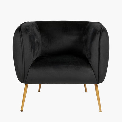 Pacific Lifestyle Living Lucca Black Velvet Chair with Gold Legs House of Isabella UK