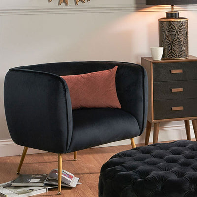 Pacific Lifestyle Living Lucca Black Velvet Chair with Gold Legs House of Isabella UK