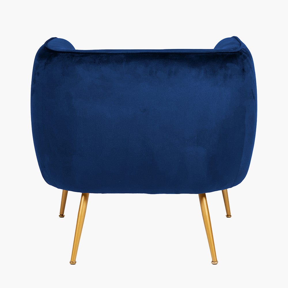 Pacific Lifestyle Living Lucca Sapphire Blue Velvet Chair with Gold Legs House of Isabella UK