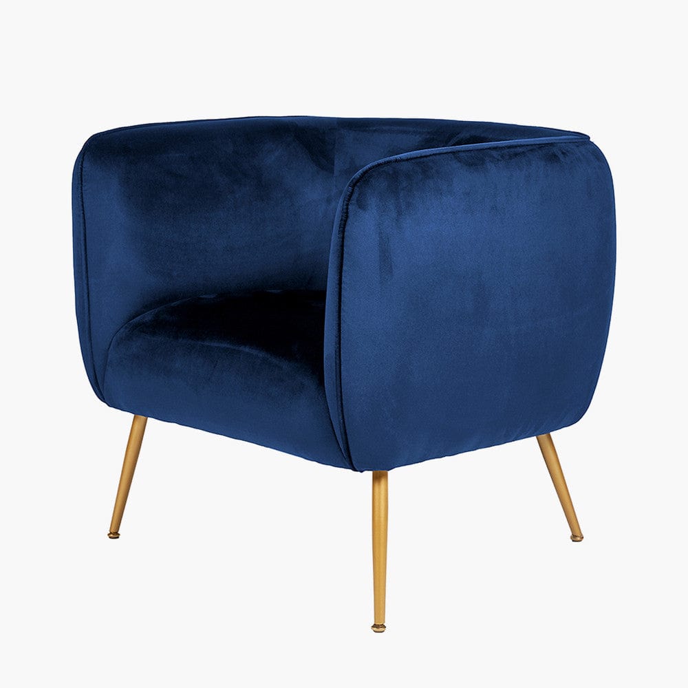 Pacific Lifestyle Living Lucca Sapphire Blue Velvet Chair with Gold Legs House of Isabella UK