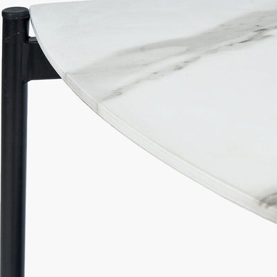 Pacific Lifestyle Living Marchello White Marble Veneer & Black Metal Console Table House of Isabella UK