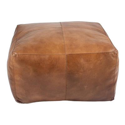 Pacific Lifestyle Living Matteo Natural Tan Leather Square Pouffe House of Isabella UK