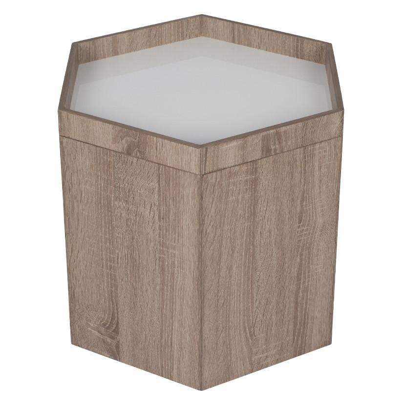 Pacific Lifestyle Living Oslo Natural & White Wood Hexagonal Storage Box Small House of Isabella UK