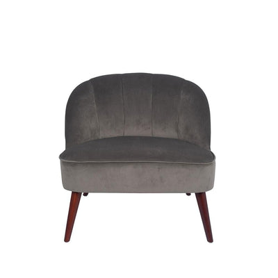 Pacific Lifestyle Living Portofino Dove Grey Velvet Cocktail Chair with Walnut Effect Legs House of Isabella UK