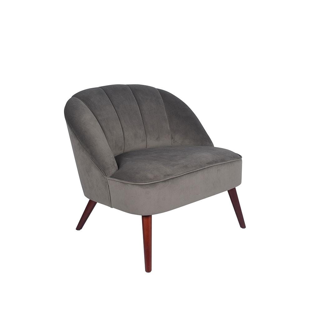 Pacific Lifestyle Living Portofino Dove Grey Velvet Cocktail Chair with Walnut Effect Legs House of Isabella UK