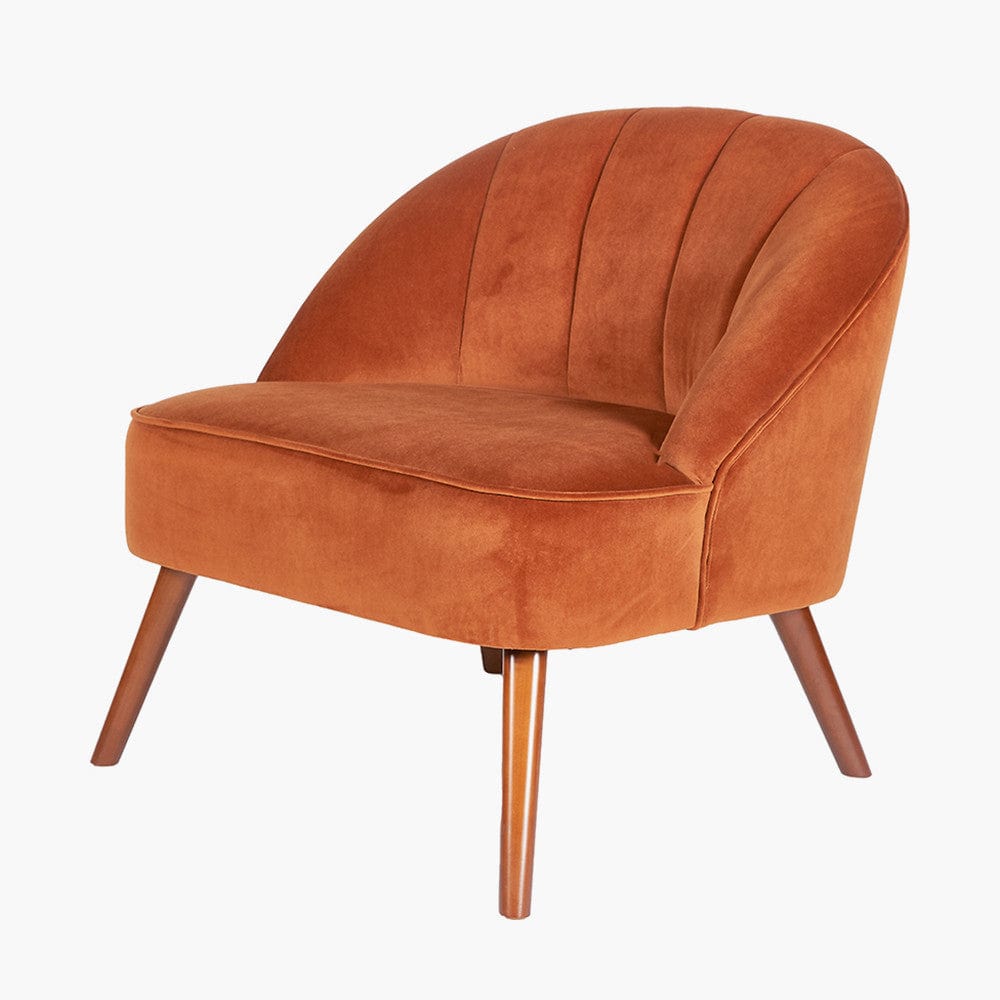 Pacific Lifestyle Living Portofino Tobacco Velvet Cocktail Chair with Walnut Effect Legs House of Isabella UK