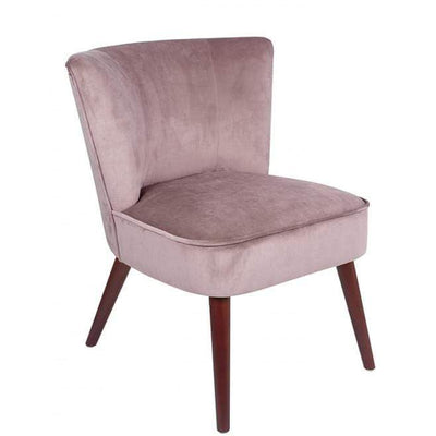 Pacific Lifestyle Living Positano Blush Pink Velvet Retro Cocktail Chair with Walnut Effect Legs House of Isabella UK