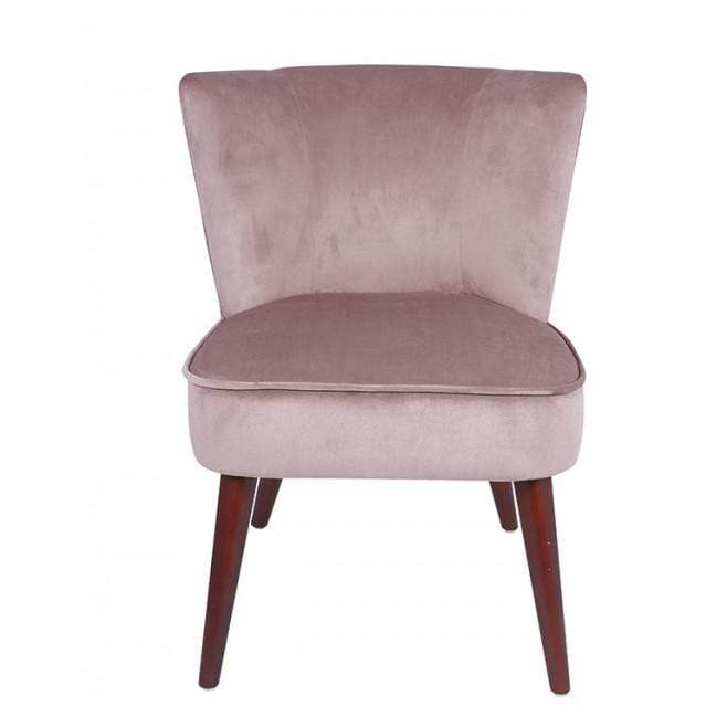 Pacific Lifestyle Living Positano Blush Pink Velvet Retro Cocktail Chair with Walnut Effect Legs House of Isabella UK