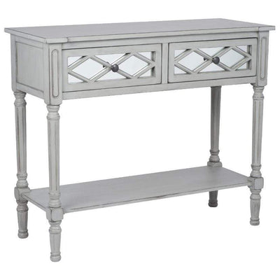 Pacific Lifestyle Living Puglia Dove Grey Mirrored Pine Wood Console Table K/D House of Isabella UK