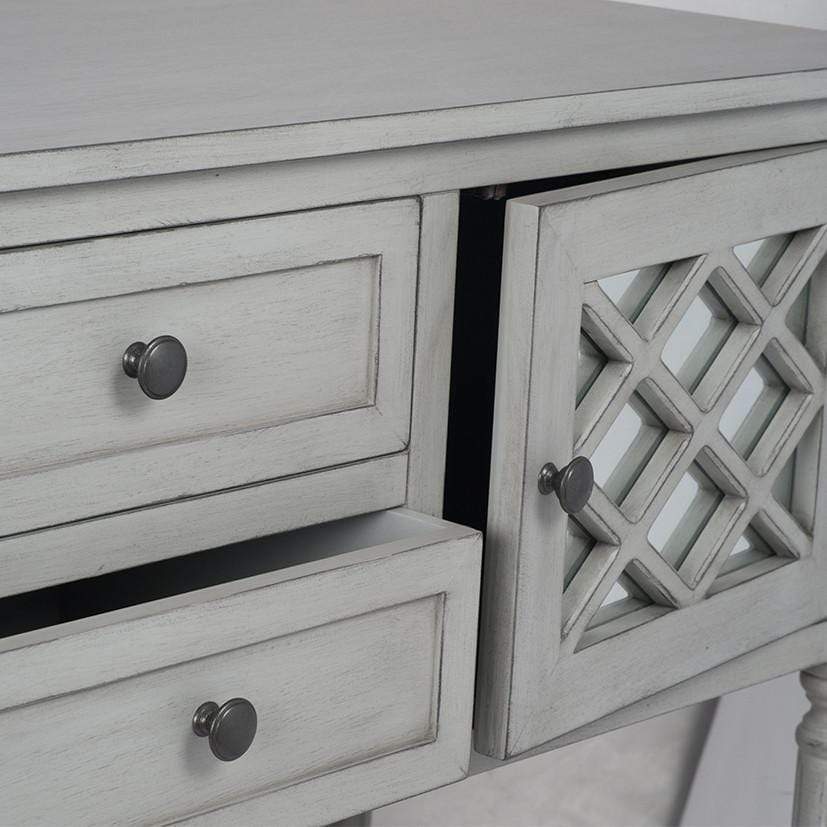 Pacific Lifestyle Living Puglia Dove Grey Mirrored Pine Wood Dresser K/D House of Isabella UK